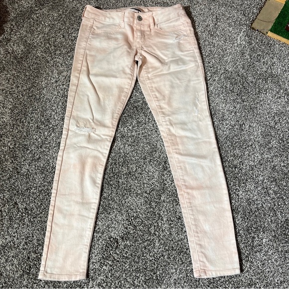 American Eagle  Stretch Jegging Pale Pink Size 2 Skinny Distressed - Picture 1 of 9